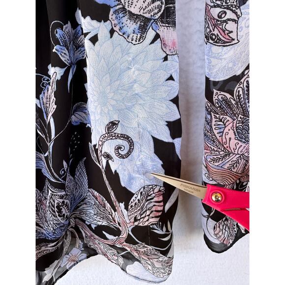 Floral Smocked Blouse Sz M Bell Sleeve Coquette Flowy Boho Feminine Peasant Art - Picture 14 of 14